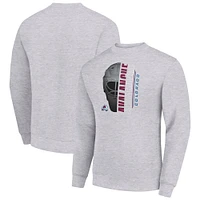 Men's Starter  Heather Gray Colorado Avalanche Half Helmet Team Logo Pullover Sweatshirt