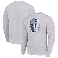 Men's Starter  Heather Gray New York Rangers Half Helmet Team Logo Pullover Sweatshirt