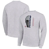 Men's Starter  Heather Gray Montreal Canadiens Half Helmet Team Logo Pullover Sweatshirt