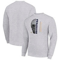 Men's Starter  Heather Gray Nashville Predators Half Helmet Team Logo Pullover Sweatshirt
