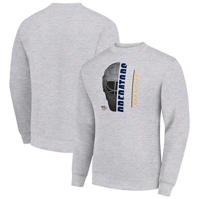 Men's Starter  Heather Gray Nashville Predators Half Helmet Team Logo Pullover Sweatshirt