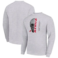 Men's Starter  Heather Gray New Jersey Devils Half Helmet Team Logo Pullover Sweatshirt