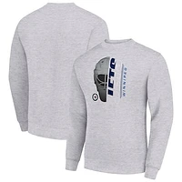Men's Starter  Heather Gray Winnipeg Jets Half Helmet Team Logo Pullover Sweatshirt