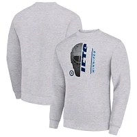 Men's Starter  Heather Gray Winnipeg Jets Half Helmet Team Logo Pullover Sweatshirt