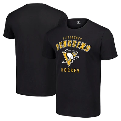 Men's Starter Black Pittsburgh Penguins Logo T-Shirt