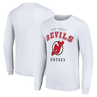 Men's Starter White New Jersey Devils Logo Long Sleeve T-Shirt