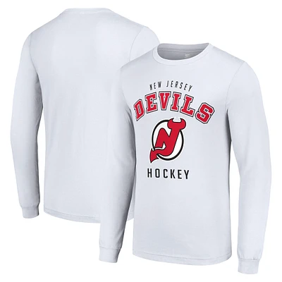 Men's Starter White New Jersey Devils Logo Long Sleeve T-Shirt
