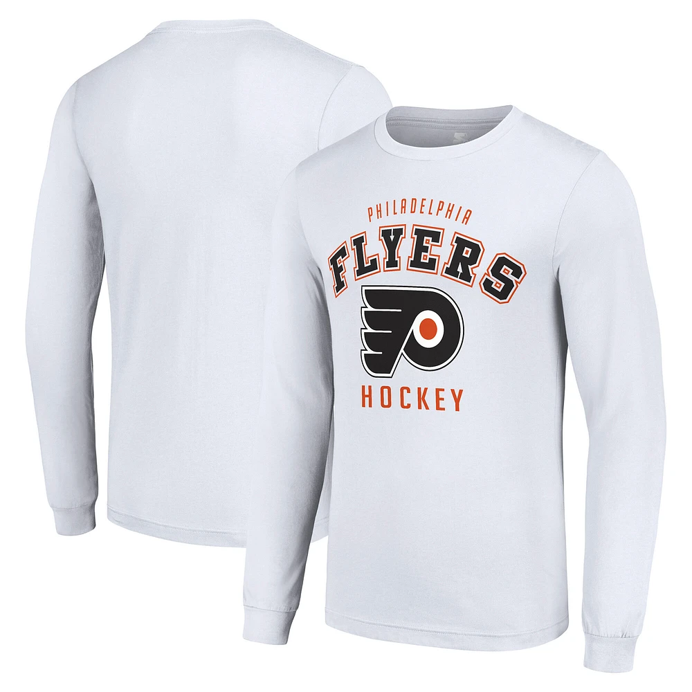 Men's Starter White Philadelphia Flyers Logo Long Sleeve T-Shirt