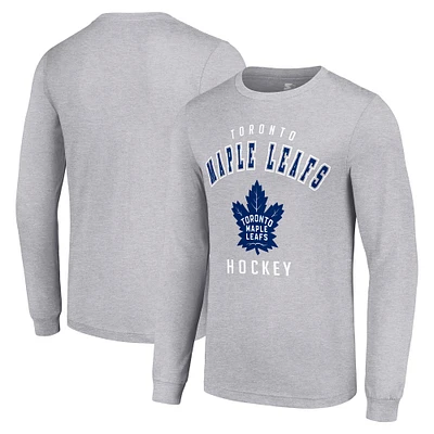 Men's Starter Heather Gray Toronto Maple Leafs Logo Long Sleeve T-Shirt