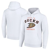 Men's Starter White Anaheim Ducks  Logo Pullover Hoodie