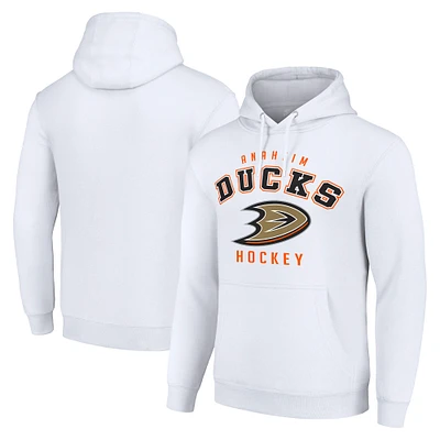 Men's Starter White Anaheim Ducks  Logo Pullover Hoodie