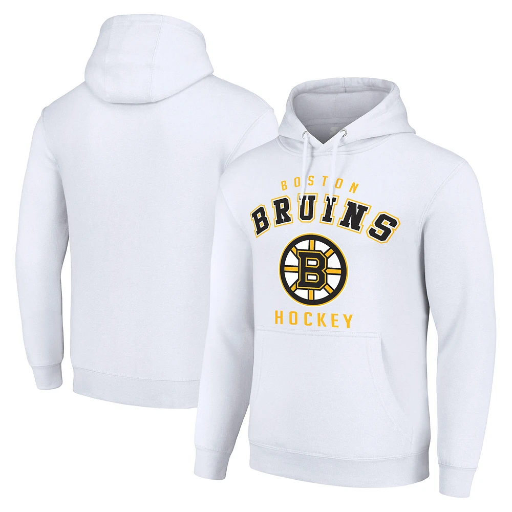 Men's Starter White Boston Bruins Logo Pullover Hoodie