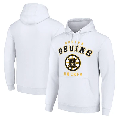 Men's Starter White Boston Bruins  Logo Pullover Hoodie