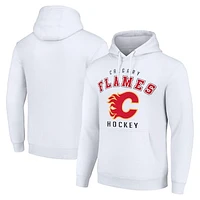 Men's Starter White Calgary Flames  Logo Pullover Hoodie