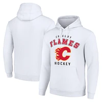 Men's Starter White Calgary Flames  Logo Pullover Hoodie