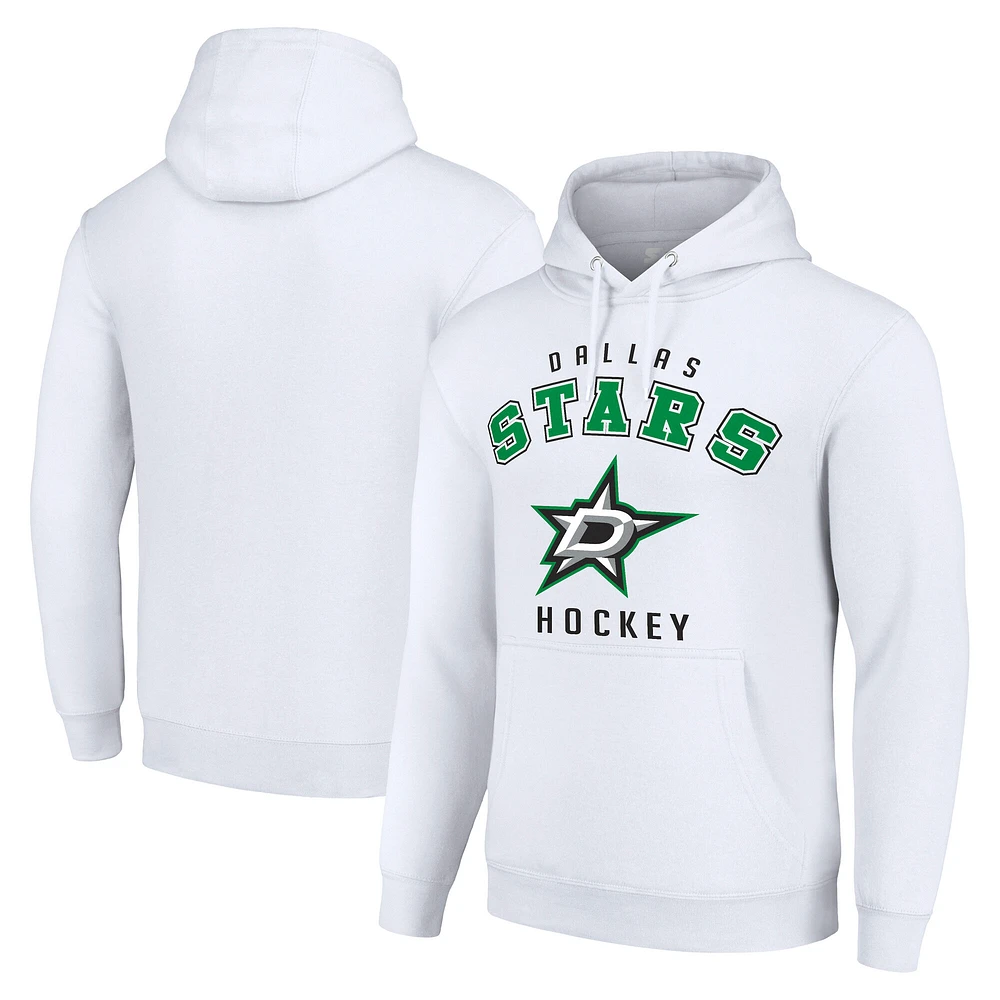 Men's Starter White Dallas Stars  Logo Pullover Hoodie