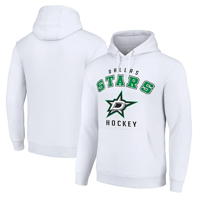 Men's Starter White Dallas Stars  Logo Pullover Hoodie