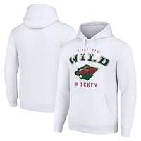 Men's Starter White Minnesota Wild  Logo Pullover Hoodie