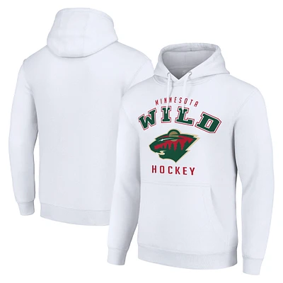 Men's Starter White Minnesota Wild  Logo Pullover Hoodie