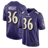 Men's Nike Owen Wright  Purple Baltimore Ravens Team Game Jersey