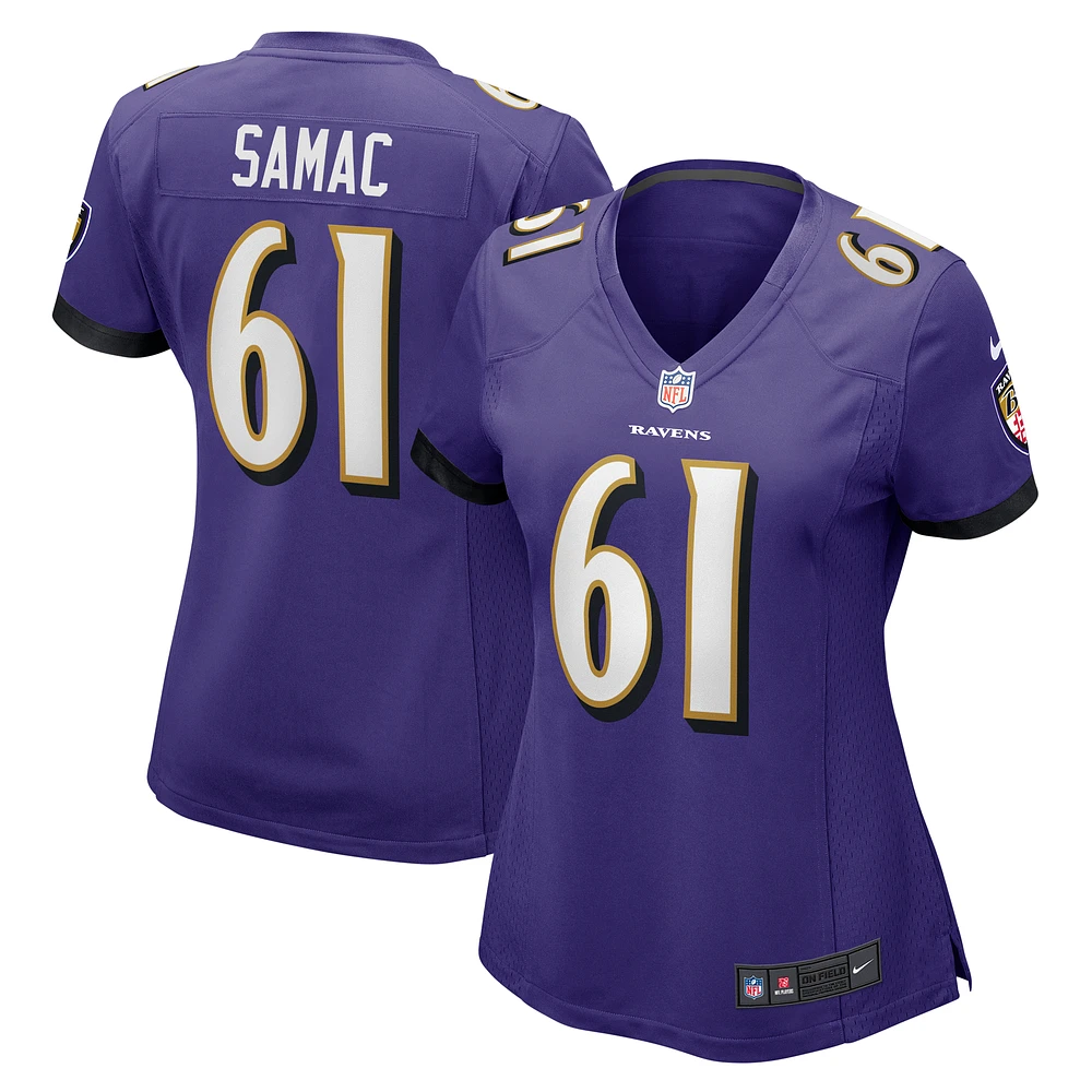 Women's Nike Nick Samac  Purple Baltimore Ravens Game Jersey