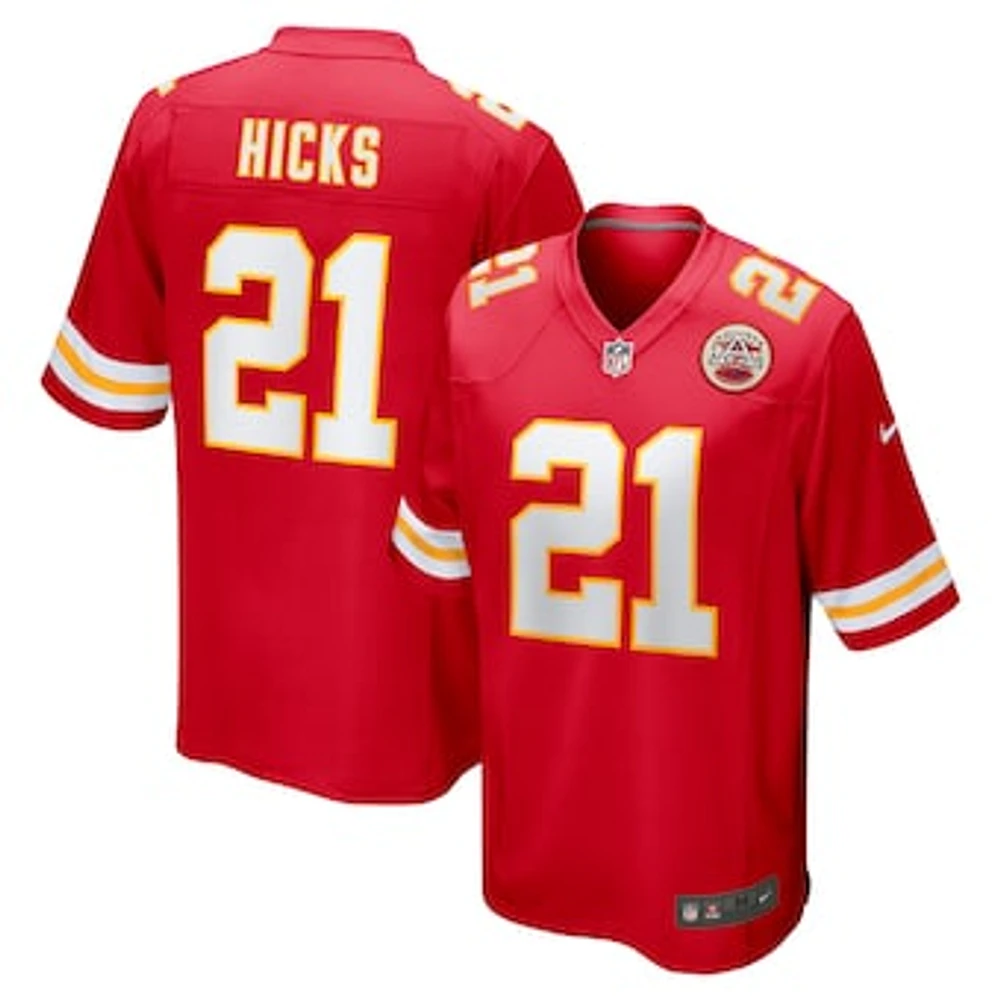 Men's Nike Jaden Hicks  Red Kansas City Chiefs Game Jersey