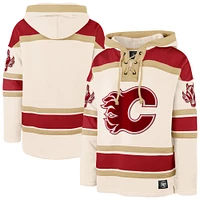 Men's '47  Cream Calgary Flames Superior Lacer Pullover Hoodie