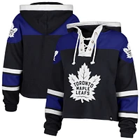 Women's '47 Navy Toronto Maple Leafs Cropped Superior Lacer Pullover Hoodie