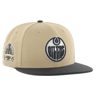 Men's '47  Khaki Edmonton Oilers Black Sand Captain Snapback Hat