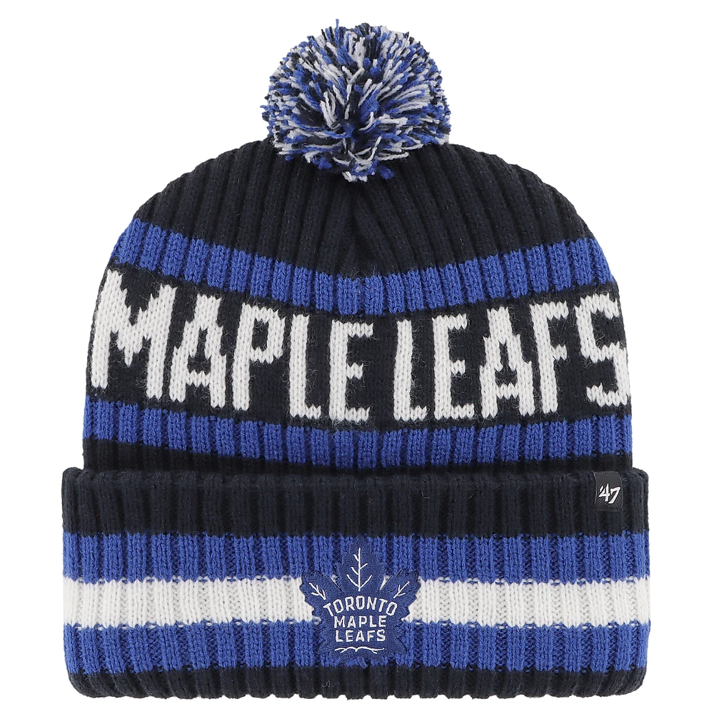 Men's '47  Navy Toronto Maple Leafs Bering Cuffed Knit Hat with Pom