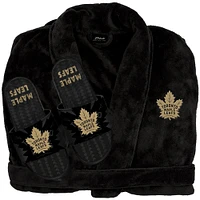 Unisex ISlide Black Toronto Maple Leafs Phantom Hoodie Robe & Mantra Slide Sandals Bundle