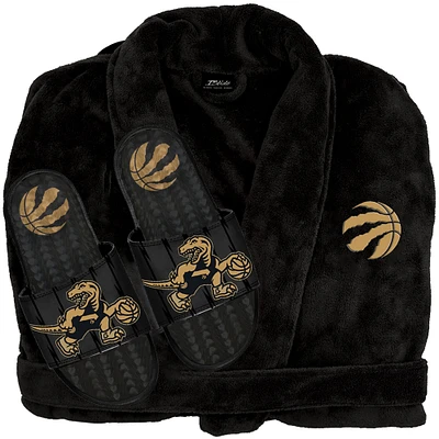 Unisex ISlide Black Toronto Raptors Phantom Hoodie Robe & Mantra Slide Sandals Bundle