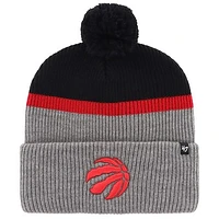 Men's '47 Black/Gray Toronto Raptors Split Shadow Cuffed Knit Hat with Pom