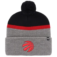 Men's '47 Black/Gray Toronto Raptors Split Shadow Cuffed Knit Hat with Pom