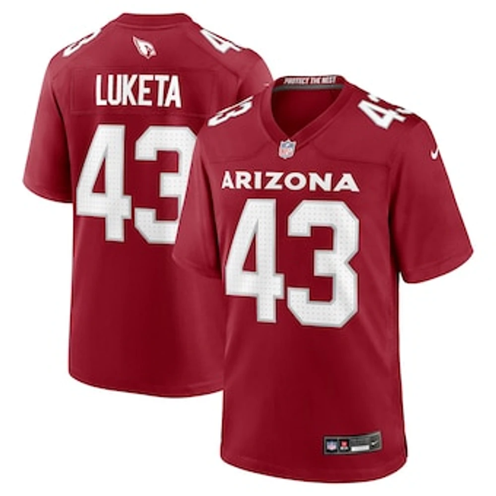 Men's Nike Jesse Luketa  Cardinal Arizona Cardinals Team Game Jersey