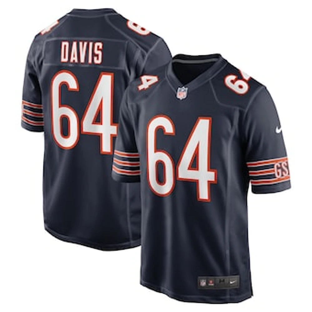 Men's Nike Nate Davis  Navy Chicago Bears Game Jersey