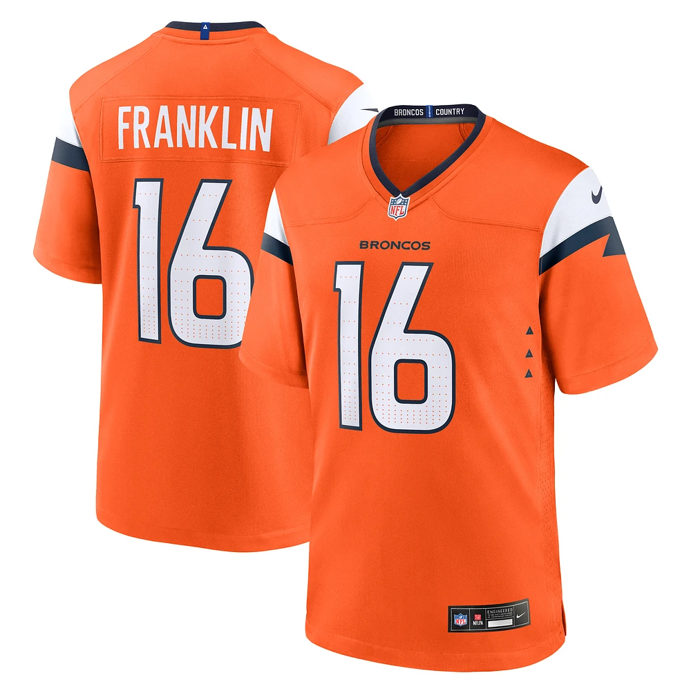 Men's Nike Troy Franklin  Orange Denver Broncos Team Game Jersey