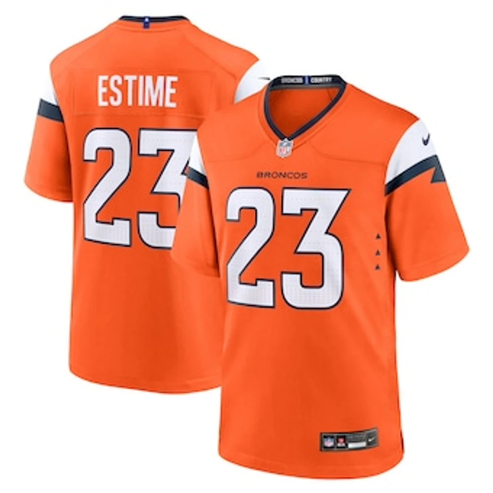 Men's Nike Audric Estime  Orange Denver Broncos Team Game Jersey