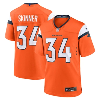 Men's Nike JL Skinner  Orange Denver Broncos Team Game Jersey