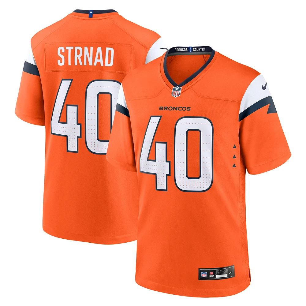 Men's Nike Justin Strnad  Orange Denver Broncos Team Game Jersey