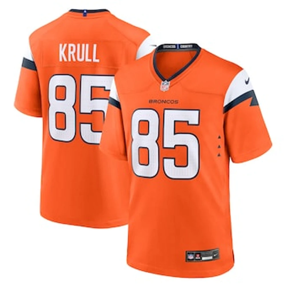 Men's Nike Lucas Krull  Orange Denver Broncos Team Game Jersey