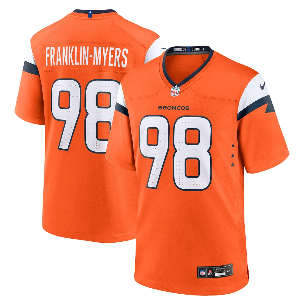 Men's Nike John Franklin-Myers  Orange Denver Broncos Team Game Jersey