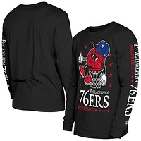 Men's New Era Black Philadelphia 76ers Old School Sport Long Sleeve T-Shirt
