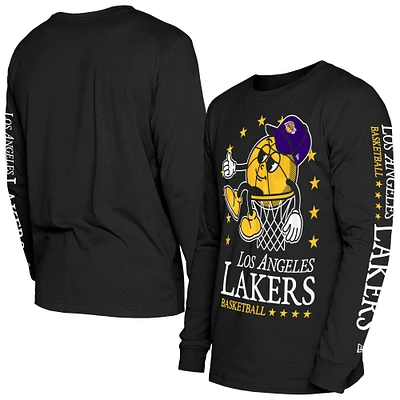 Men's New Era Black Los Angeles Lakers Old School Sport Long Sleeve T-Shirt