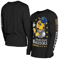 Men's New Era Black Golden State Warriors Old School Sport Long Sleeve T-Shirt
