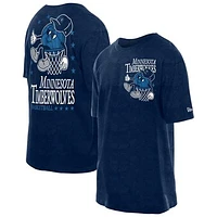 Men's New Era Navy Minnesota Timberwolves Old School Sport Enzyme Wash Oversized T-Shirt
