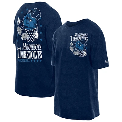 Men's New Era Navy Minnesota Timberwolves Old School Sport Enzyme Wash Oversized T-Shirt