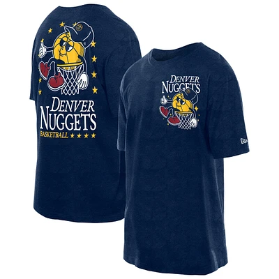 Men's New Era Navy Denver Nuggets Old School Sport Enzyme Wash Oversized T-Shirt