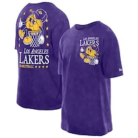 Men's New Era Purple Los Angeles Lakers Old School Sport Enzyme Wash Oversized T-Shirt