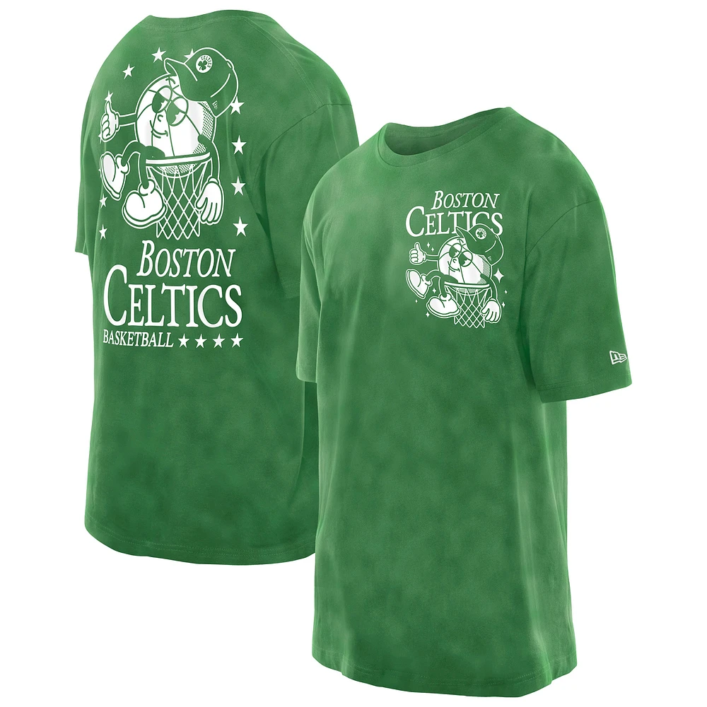 Men's New Era Kelly Green Boston Celtics Old School Sport Enzyme Wash Oversized T-Shirt